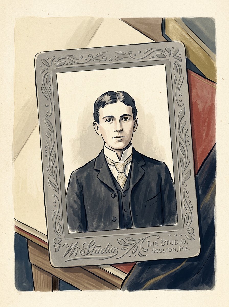Fictionalized illustrated rendering after the 1907 Winfield Haskell studio portrait